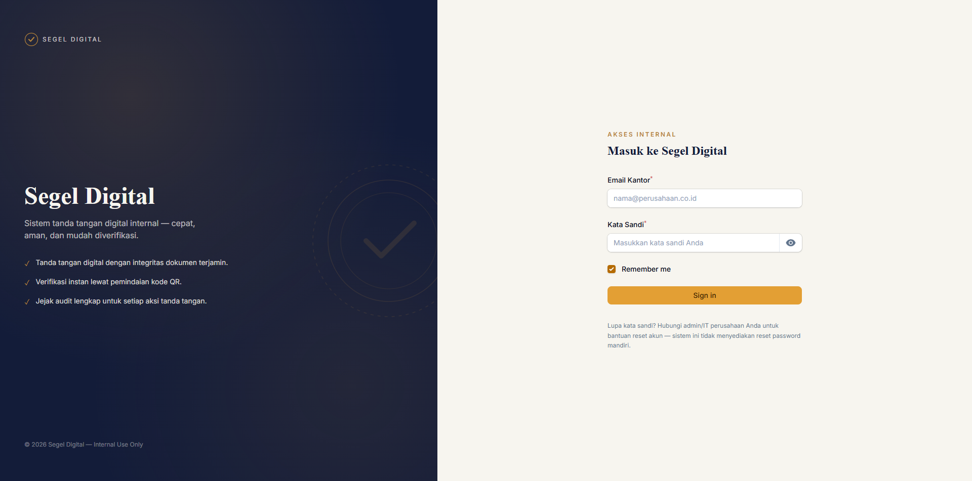 Splash screen Verista menekankan integritas dokumen dan verifikasi QR